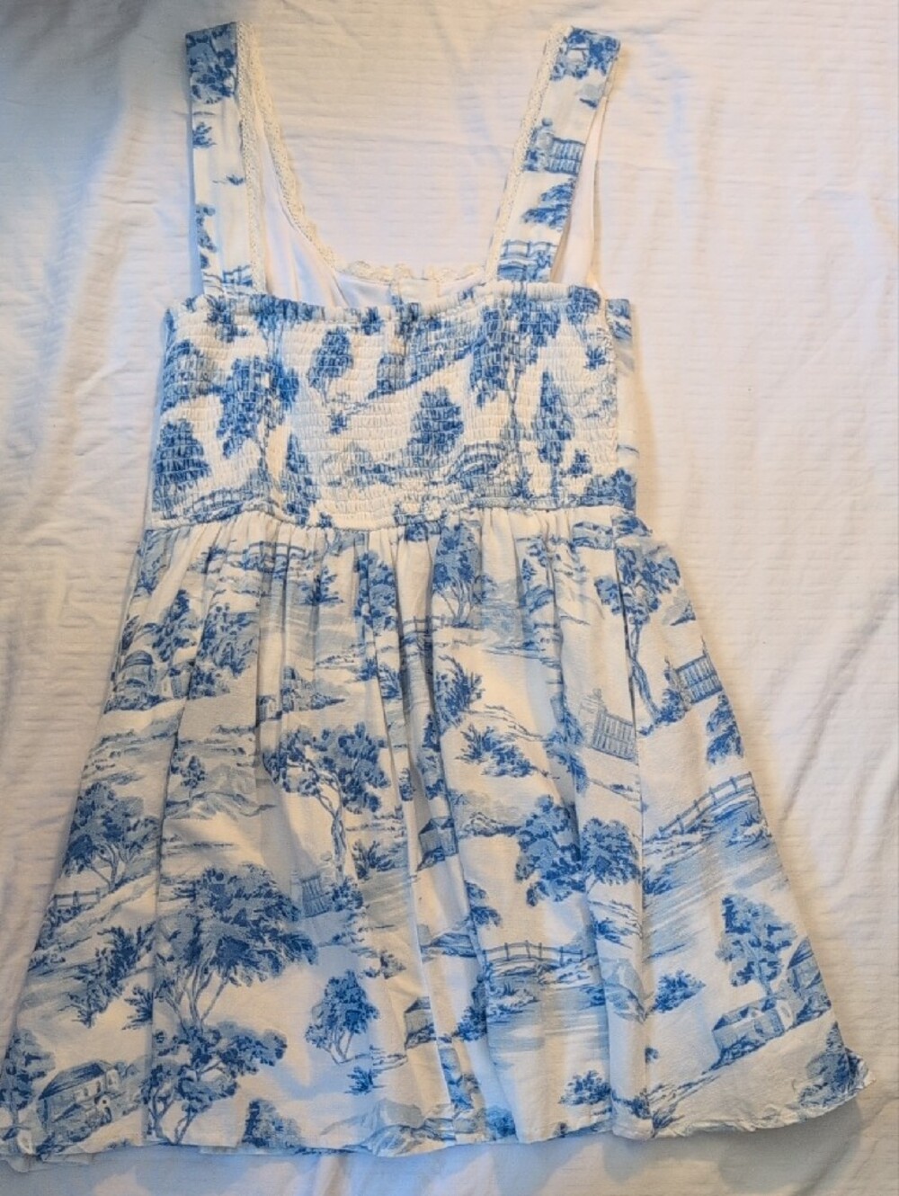 Blue Toile Print Dress - Picture 3 of 4